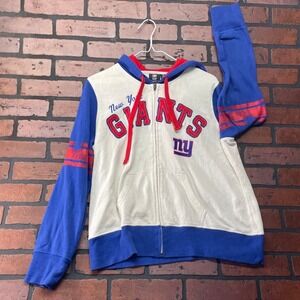 VTG NFL New York Giants GIII Cream FullZip Hoodie Women's XL Patched Embroidered